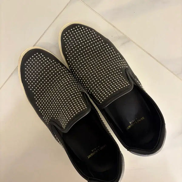 [BUNJANG] Saint Laurent Black Lambskin Micro Studded Slip-On Shoes Size 41 (260-265) / 생로랑 블랙 램스킨 마이크로 스터드 슬립온 41(260-265)