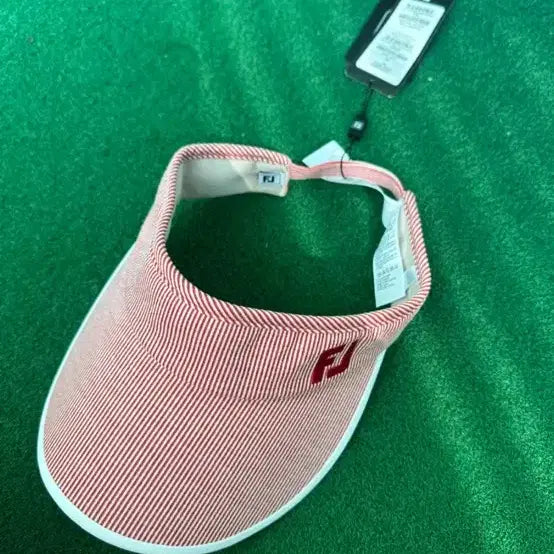 [BUNJANG] FootJoy FJ Stripe Women's Golf Sun Cap Red / 새상품) 풋조이 FJ 스트라이프 여성 골프 썬캡 레드