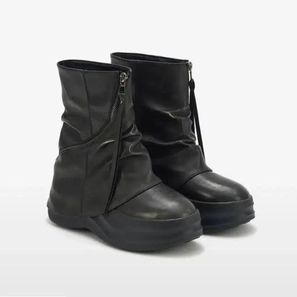 [BUNJANG] Dainese Zipper Curved Line Flatform Boots / 다이닛 zipper curved line flatform boots