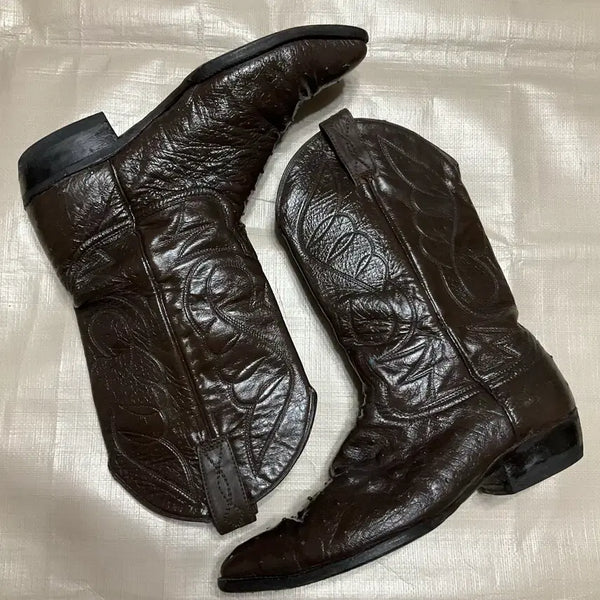 [BUNJANG] Vintage Ostrich Leather Western Boots Size 270-275 / 빈티지 웨스턴 부츠 타조가죽 270