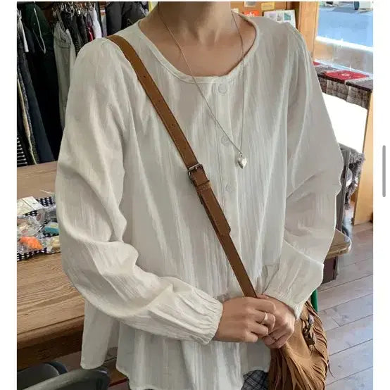 [BUNJANG] DailyJew Marissa Stripe Frill Blouse Ivory Long Sleeve / 데일리쥬 마리사 스트라이프 프릴블라우스 아이보리 긴팔