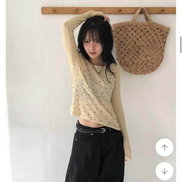 [BUNJANG] Dot Raglan Long Sleeve T-Shirt / (새상품) 에이블리 도트 나그랑 롱 슬리브
