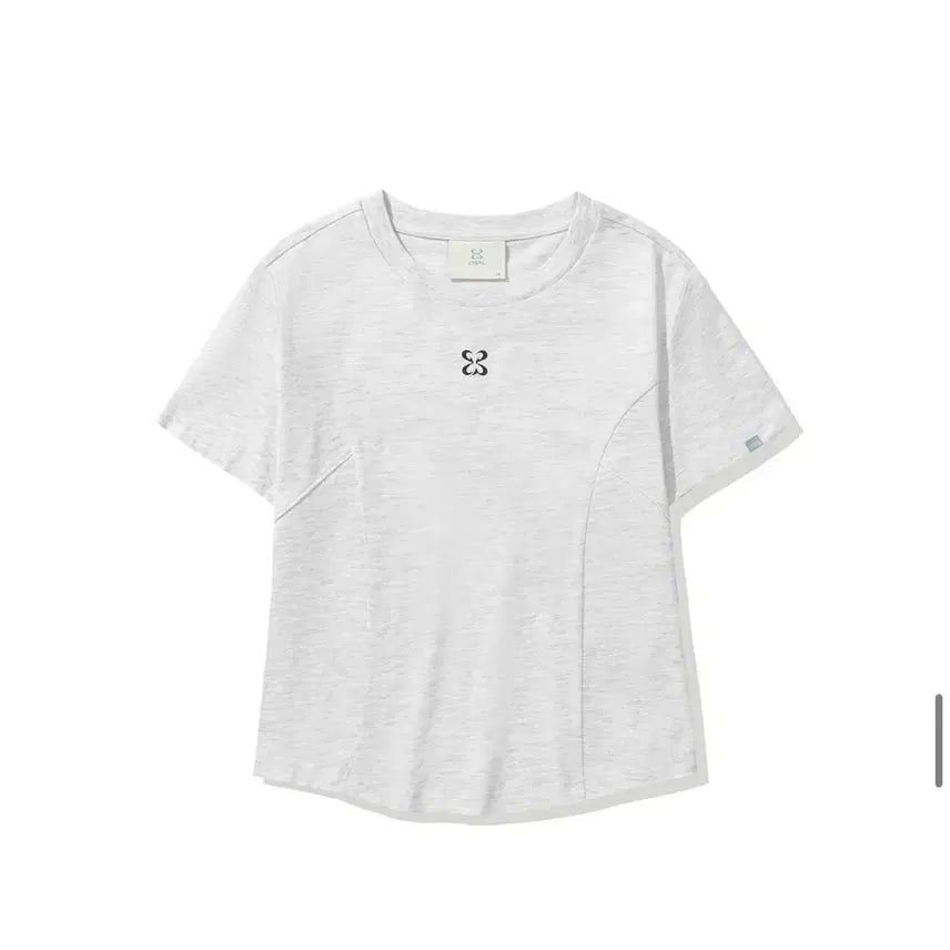 [BUNJANG] Code Graphy Line Crop Short Sleeve T-Shirt Mélange Grey S / 코드그라피 라인 크롭 반팔티 멜란지그레이 s