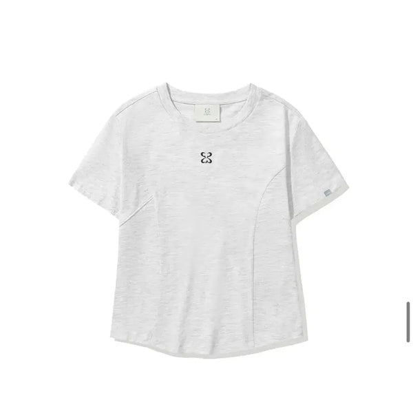 [BUNJANG] Code Graphy Line Crop Short Sleeve T-Shirt Mélange Grey S / 코드그라피 라인 크롭 반팔티 멜란지그레이 s