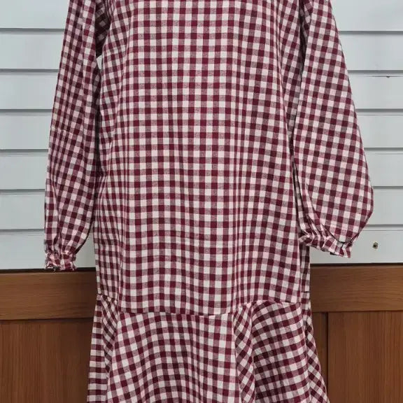 [BUNJANG] Red Check Long Dress (New) / 레드 체크 롱원피스(새제품)