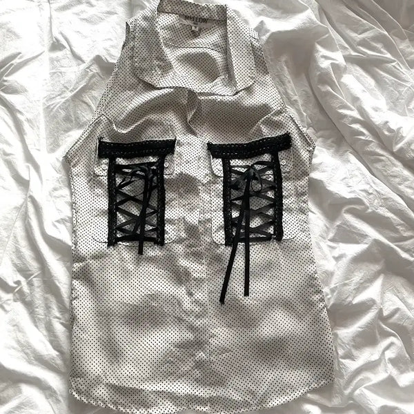 [BUNJANG] Dandelian Custom Dot Sleeveless Shirt / 단델리안 shop2dandelian 커스텀 도트 슬리브리스 셔츠
