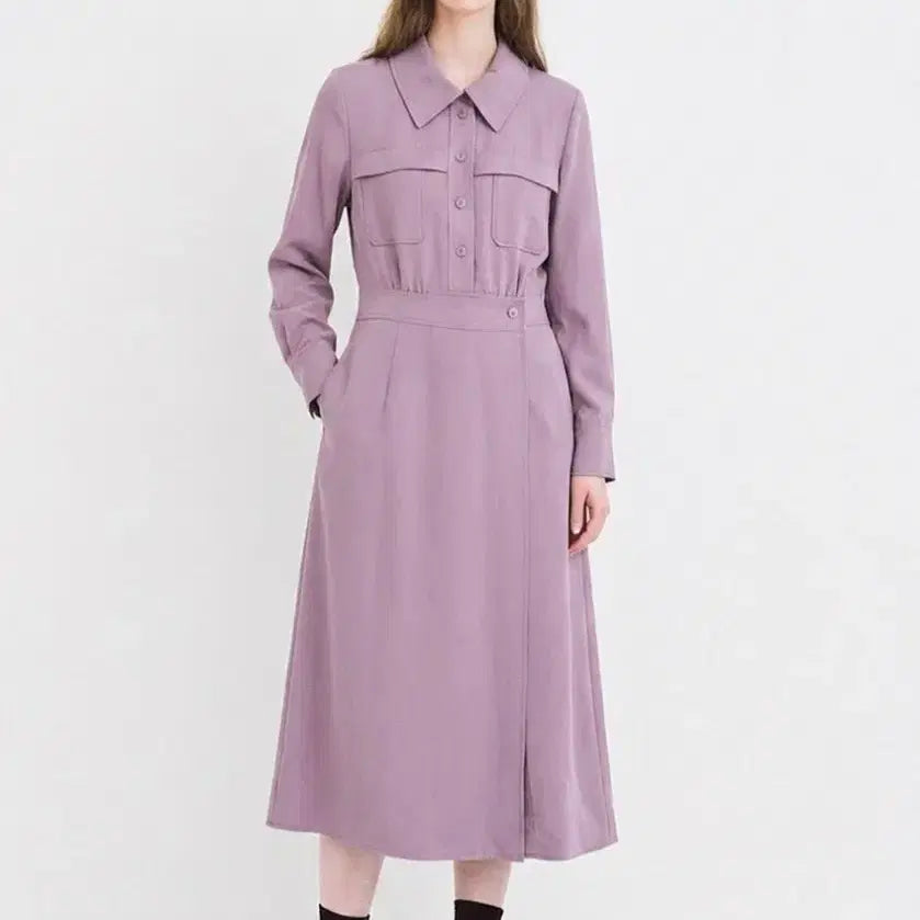 [BUNJANG] On&On Wrap Style Long Dress - Lavender, Size 1 / (새상품)온앤온 랩스타일 롱원피스 1사이즈