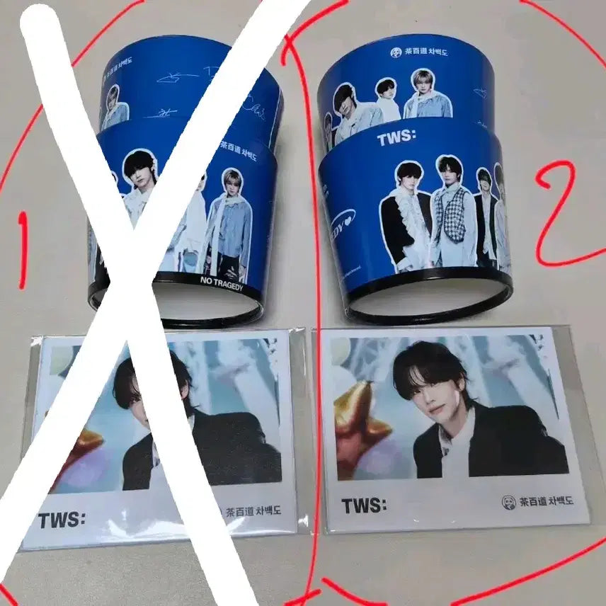 [BUNJANG] TWS Cha Baekdo Collaboration Cup Sleeve Set (2 pcs) & Postcard Set (6 pcs) - Sealed / (미개봉) 투어스 차백도 컵슬리브2개 & 엽서세트(6장)