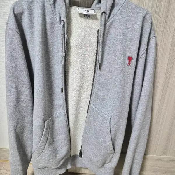 [BUNJANG] AMI Paris Signature Logo Hoodie Zip-Up Grey Size M / 아미 후드 집업 그레이 M 사이즈