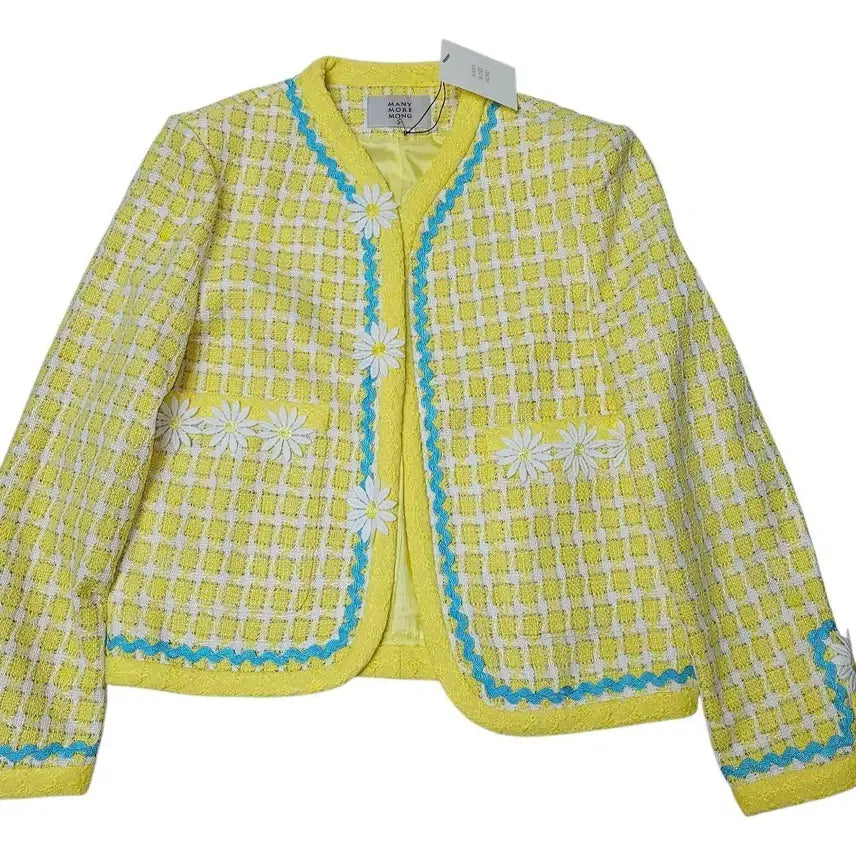 [BUNJANG] Manimoremong Tweed Jacket Yellow Check Daisy Detail / (새상품)매니모어몽 트위드 자켓 F