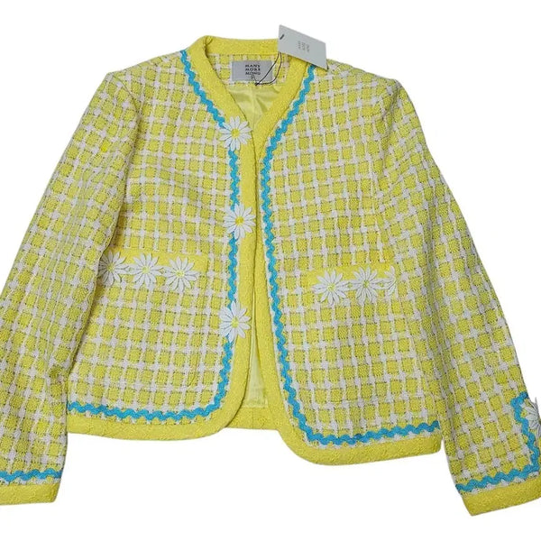 [BUNJANG] Manimoremong Tweed Jacket Yellow Check Daisy Detail / (새상품)매니모어몽 트위드 자켓 F