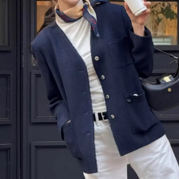 [BUNJANG] ON&ON Fringe Collarless Tweed Jacket (Size 55) / [새상품] 온앤온 프린지 노카라 트위드 자켓(55)