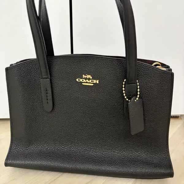[BUNJANG] Coach Black Leather Tote Bag / 코치 블랙 가죽 토트백