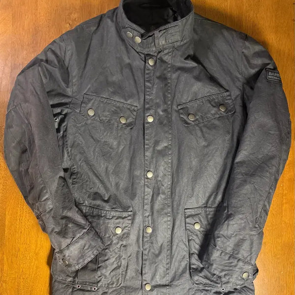 [BUNJANG] Barbour International Duke Wax Jacket Black M / Barbour 인터내셔널 듀크 왁스 자켓 블랙 M MWX0337