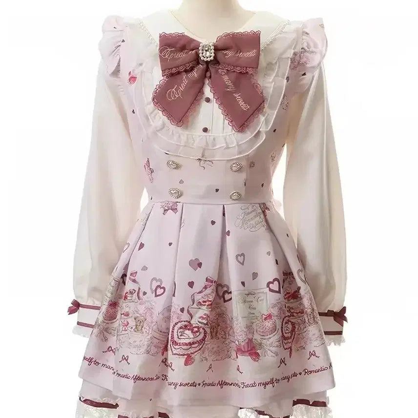 [BUNJANG] Jirai Kei Ribbon Lace Dress Set (Black/Pink) / 지뢰계 리본 레이스 원피스셋업(블랙/핑크)