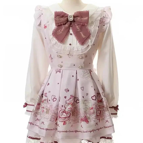 [BUNJANG] Jirai Kei Ribbon Lace Dress Set (Black/Pink) / 지뢰계 리본 레이스 원피스셋업(블랙/핑크)