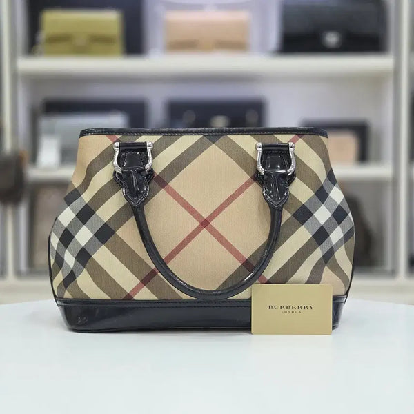 [BUNJANG] Burberry Nova Check Patent Leather Tote Bag / 버버리 노바체크 페이던트 토트백