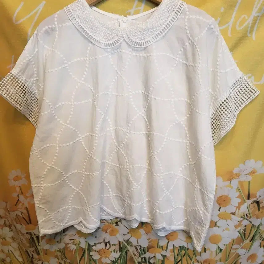 [BUNJANG] Ifne White Lace Cotton Blouse Free Size / 이프네 화이트 레이스 면블라우스F