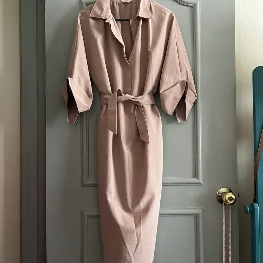 [BUNJANG] TIME Belted Shirt Dress Pink / 타임 완판 벨티드 셔츠 원피스 핑크 호칭 88-98-165사이즈