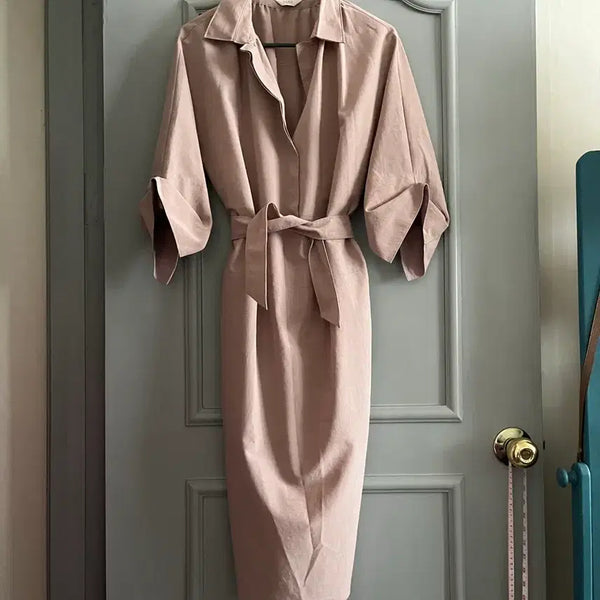 [BUNJANG] TIME Belted Shirt Dress Pink / 타임 완판 벨티드 셔츠 원피스 핑크 호칭 88-98-165사이즈
