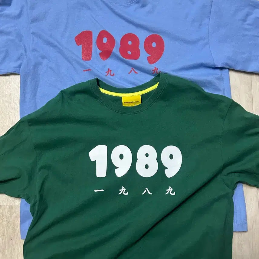 [BUNJANG] Konichiwa Bonjour 1989 Short-Sleeve T-Shirt (Water/Green), L / 곤니치와봉쥬르 1989 반팔티 (워터/그린) L사이즈