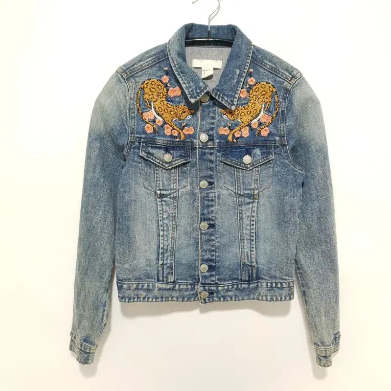 [BUNJANG] H&M Women's Embroidered Denim Jacket / H&M 여성 자수 청자켓 32