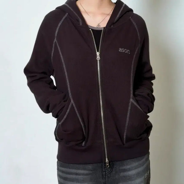 [BUNJANG] AZ ONCE Bunny Training Hood Zip-Up Hoodie (Charcoal) / 애즈온 BUNNY TRAINING HOOD ZIP-UP 후드집업 (차콜)