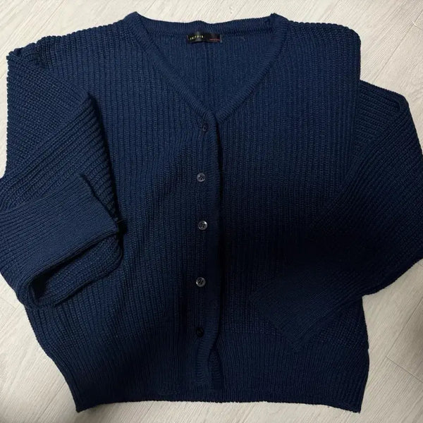 [BUNJANG] Navy Knit Cardigan / 네이비 니트 가디건