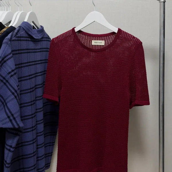 [BUNJANG] Ernest W. Baker Red Knit T-Shirt / 어니스트 W 베이커 레드 반소매 니트