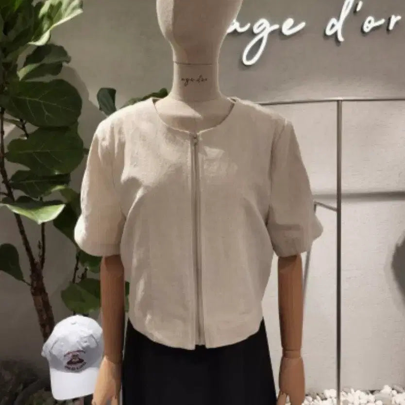 [BUNJANG] Agedoor Linen Short Sleeve Zip-Up Jacket / 에이지도르 린넨 반팔 집업 자켓