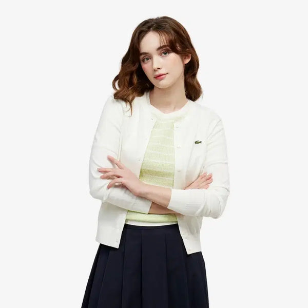[BUNJANG] Lacoste Basic Crewneck Cardigan Off White AF133E-56G 70V / 라코스테 베이직 크루넥 가디건 오프화이트 AF133E-56G 70V