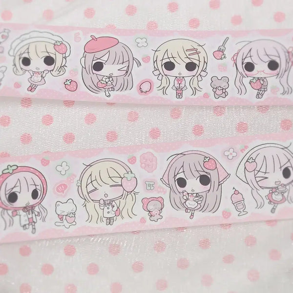[BUNJANG] Overseas Artist Strawberry Donggeul Sonyeo World Kiss Cut Sticker Set / [띵] 해외작가_딸기 동글소녀세계 키스컷 /다꾸 문구 소분