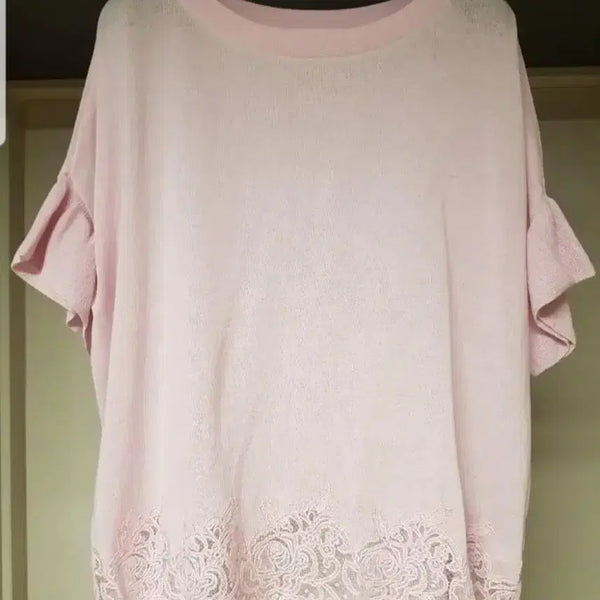 [BUNJANG] Lenibon Crochet Color Block Oversized Top / 레니본 크로쉐배색 오버핏 상의