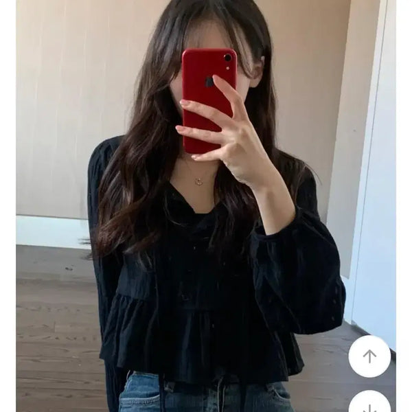 [BUNJANG] Avery Crop Blouse / 새상품)에이블리 크롭 블라우스