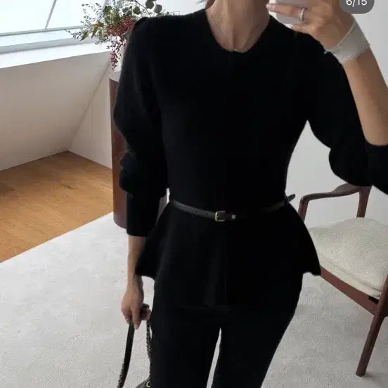 [BUNJANG] sie Rosy Lived Flare Cardigan Black / 시에 sie 로시 리브드 플레어 가디건 블랙