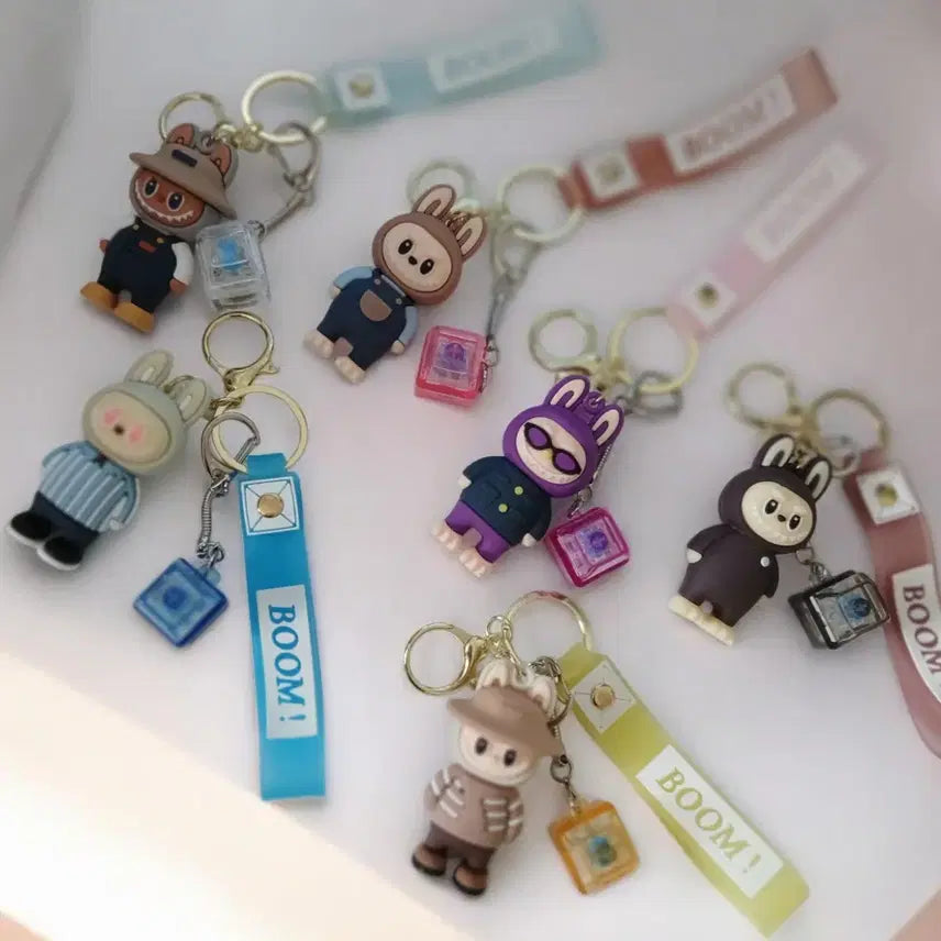 [BUNJANG] Labubu Keyring + LED Single Switch Keycap Keyring / 라부부키링+LED1구키캡키링