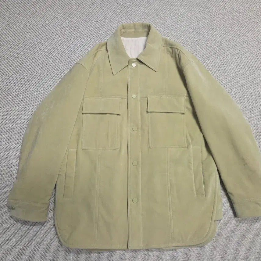 [BUNJANG] Solid Homme Suede Perfed Jacket Sage Green Size 46 / 솔리드옴므 스웨이드 자켓