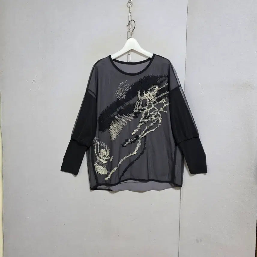 [BUNJANG] Mesh Panel Summer T-Shirt / 망사티배색 여름 티셔츠 L   n5909
