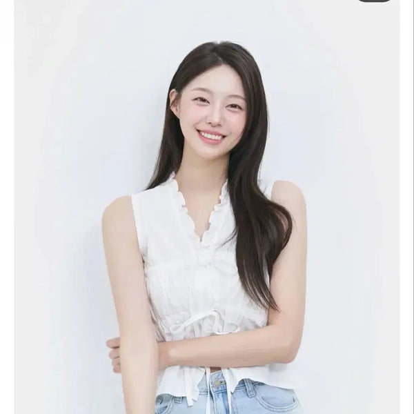 [BUNJANG] Buckaroo Cotton Frill Sleeveless Blouse White XS / 화이트 슬리브리스 xs 새상품 버커루 (솔로지옥 정유진 착용)