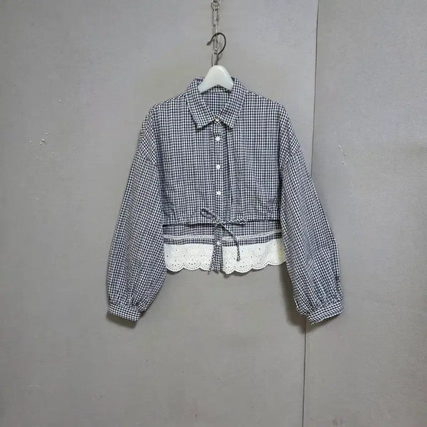 [BUNJANG] Kuose Colorblock Check Blouse Size S / 쿠오세 조끼배색 체크 블라우스 S  n5911