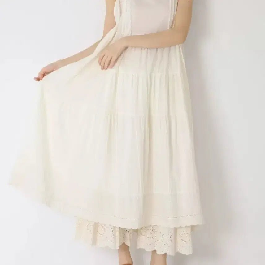 [BUNJANG] Ivory Pintuck String Dress / 아이보리 핀턱 끈 원피스