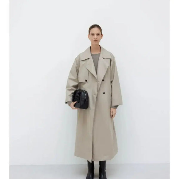 [BUNJANG] Necessary Coated Maxi Trench Coat / 네세서리 Coated Maxi Trench Coat
