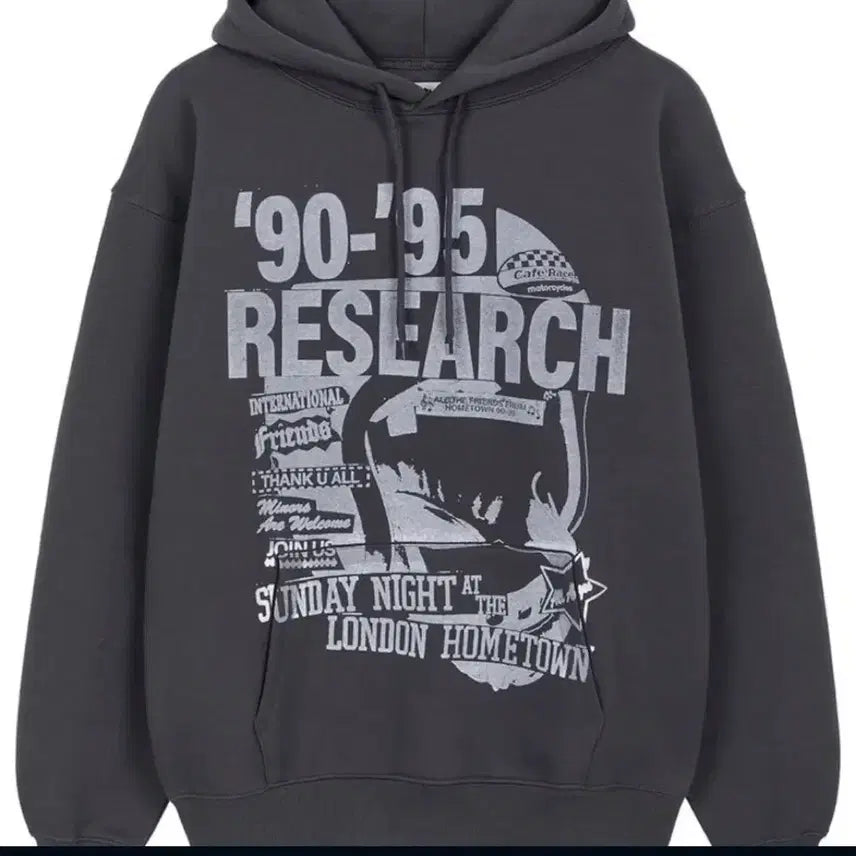 [BUNJANG] Printing Hoodie Charcoal / 프린팅 후드티 차콜색