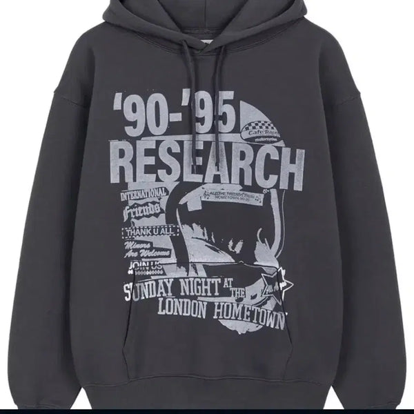 [BUNJANG] Printing Hoodie Charcoal / 프린팅 후드티 차콜색
