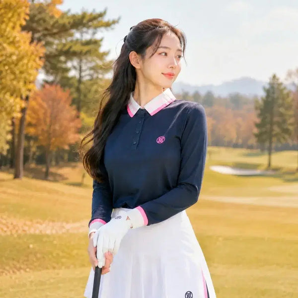 [BUNJANG] G/FORE Women's Golf Two-Tone Collar Polo Shirt Size 90 / 지포어 여성 골프 투톤 카라 폴로 셔츠 90