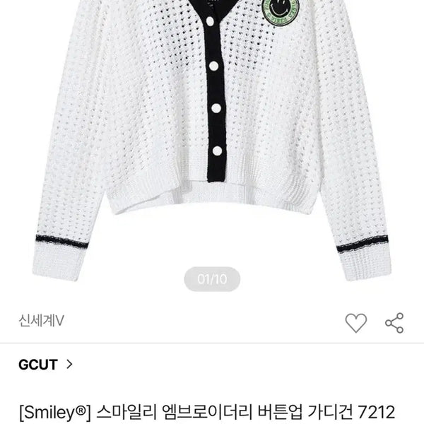 [BUNJANG] GCUT Smiley Embroidered Button-Up Cardigan Navy / GCUT 지컷 스마일리 자수 가디건 네이비