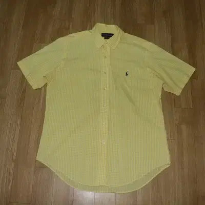 [BUNJANG] Polo Yellow White Check Short Sleeve Shirt Size 110 / (110) A973. 폴로/옐로우화이트 체크반팔셔츠