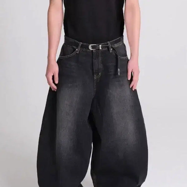 [BUNJANG] New Chief Chic DP Cat Washing Baggy Jeans Black / 뉴치프시크DP 캣워싱 배기진 블랙