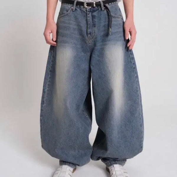 [BUNJANG] New Chief Chic DP Cat Washing Baggy Jeans Deep Blue / 뉴치프시크DP 캣워싱 배기진 딥블루