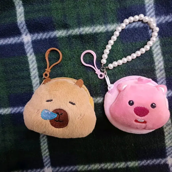 [BUNJANG] Capybara & Rupi Coin Pouch with Pearl Strap Keychain / 새상품 일괄) 카피바라, 루피 동전지갑 진주 스트랩 키링